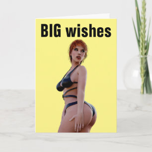 BIKINI BIG BOTTOMED GIRL BIRTHDAY CARD