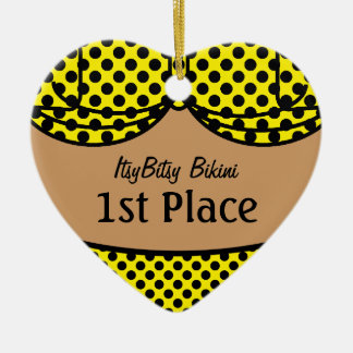 Bikini Black Polka Dot Ceramic Ornament