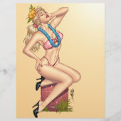 Bikini Blond Pin-up Girl with Flowers by Al Rio (Front)