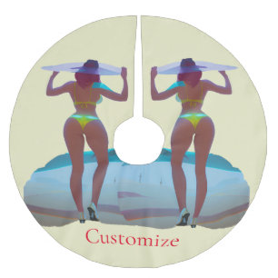 Bikini Booty Beach Girl Thunder_Cove Brushed Polyester Tree Skirt