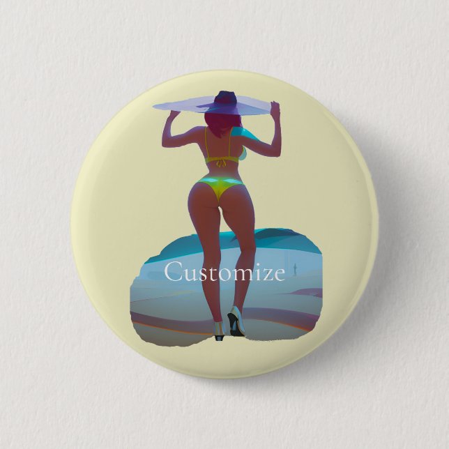 Bikini Booty Beach Girl Thunder_Cove Button (Front)
