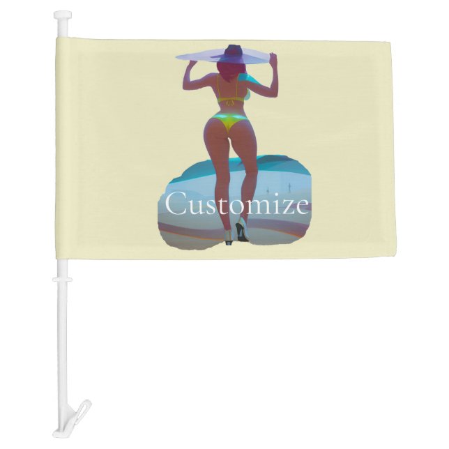 Bikini Booty Beach Girl Thunder_Cove Car Flag (Front)