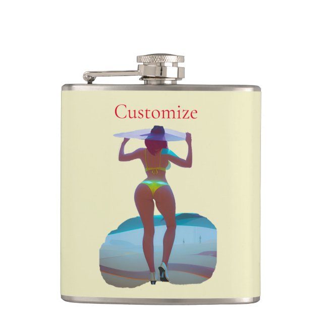 Bikini Booty Beach Girl Thunder_Cove Flask (Front)