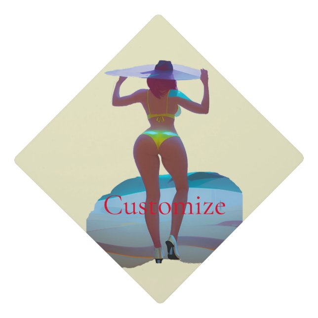 Bikini Booty Beach Girl Thunder_Cove Graduation Cap Topper (Front)