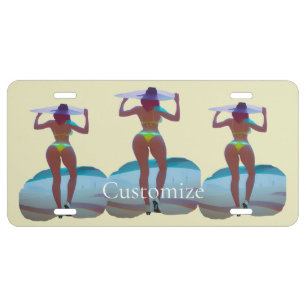 Bikini Booty Beach Girl Thunder_Cove License Plate
