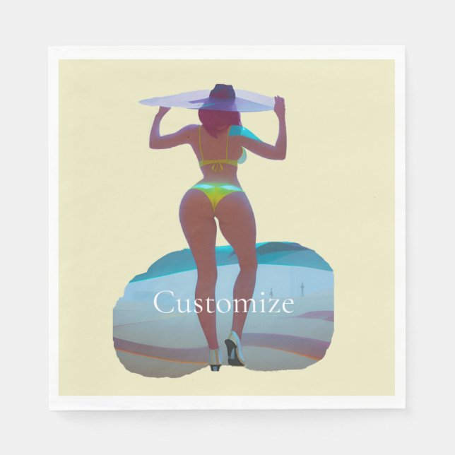 Bikini Booty Beach Girl Thunder_Cove Napkins (Front)