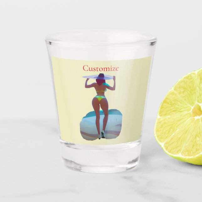 Bikini Booty Beach Girl Thunder_Cove Shot Glass (Front)