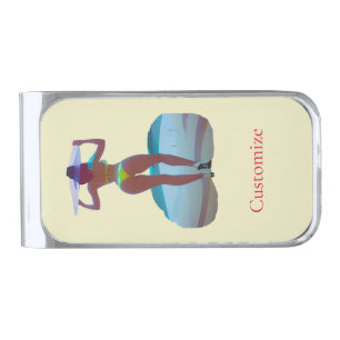 Bikini Booty Beach Girl Thunder_Cove Silver Finish Money Clip