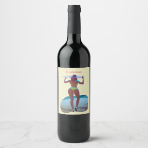 Bikini Booty Beach Girl Thunder_Cove Wine Label