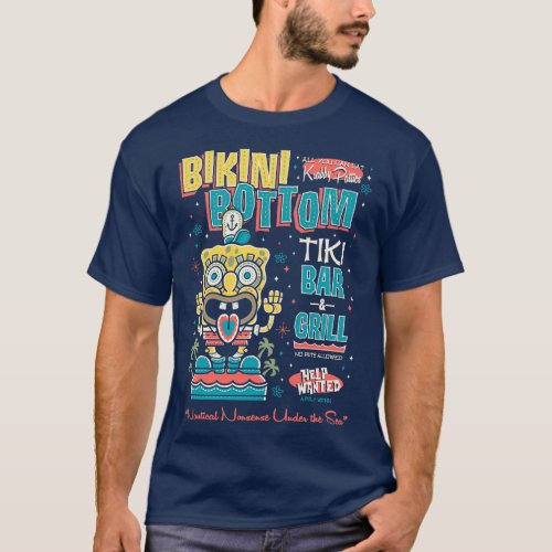 Bikini Bottom Tiki Bar Vintage Surf Hawaii Island  T_Shirt