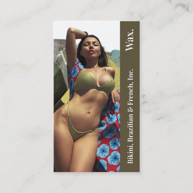 Bikini Brazilian French Wax Photo Olive Punchcard Loyalty Card (Front)