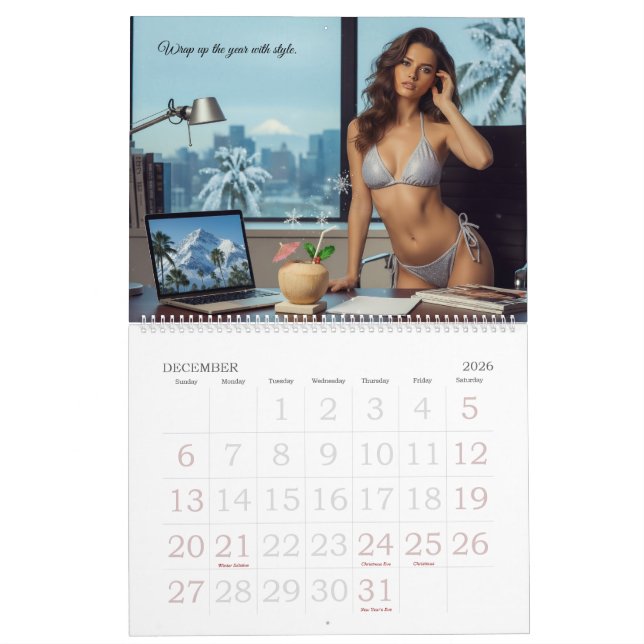 Bikini Business Wall Calendar Glamour Beach Models (Dec 2026)