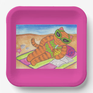 Bikini Cat Paper Plates 