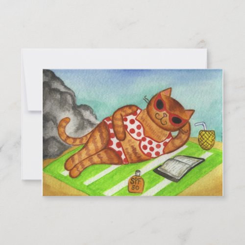 Bikini Cat Summer Invitations