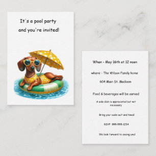 Bikini Dachshund Pool Party Note Card