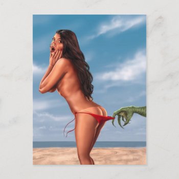 Bikini Girl And Sea Monster Postcard by themonsterstore at Zazzle