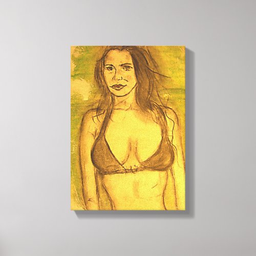 bikini girl art canvas print
