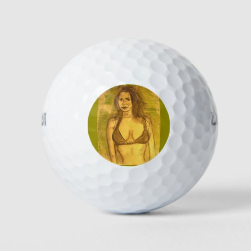 bikini girl art golf balls