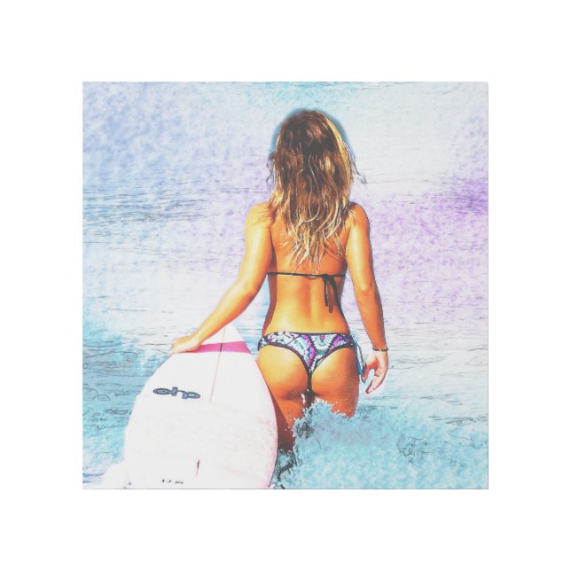 BIKINI GIRL BEACH ART GALLERY WRAP 12X12 (Front)