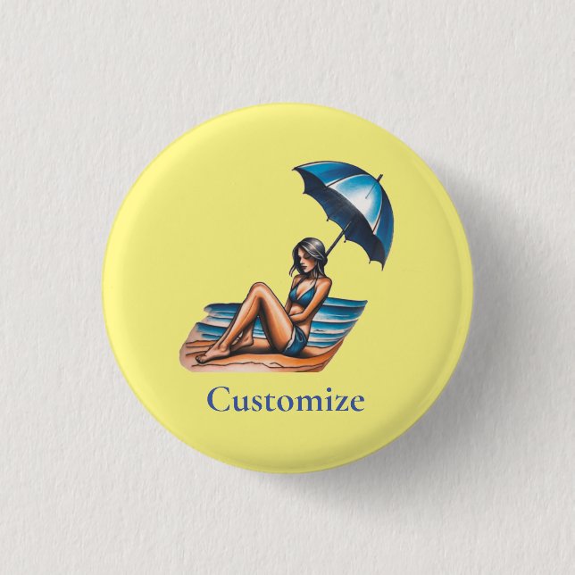 Bikini Girl Beach Napping Thunder_Cove  Button (Front)