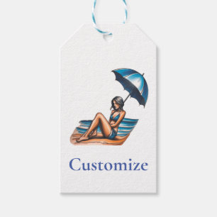Bikini Girl Beach Napping Thunder_Cove Gift Tags