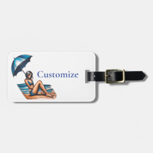 Bikini Girl Beach Napping Thunder_Cove Luggage Tag