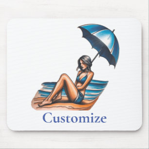 Bikini Girl Beach Napping Thunder_Cove Mouse Pad