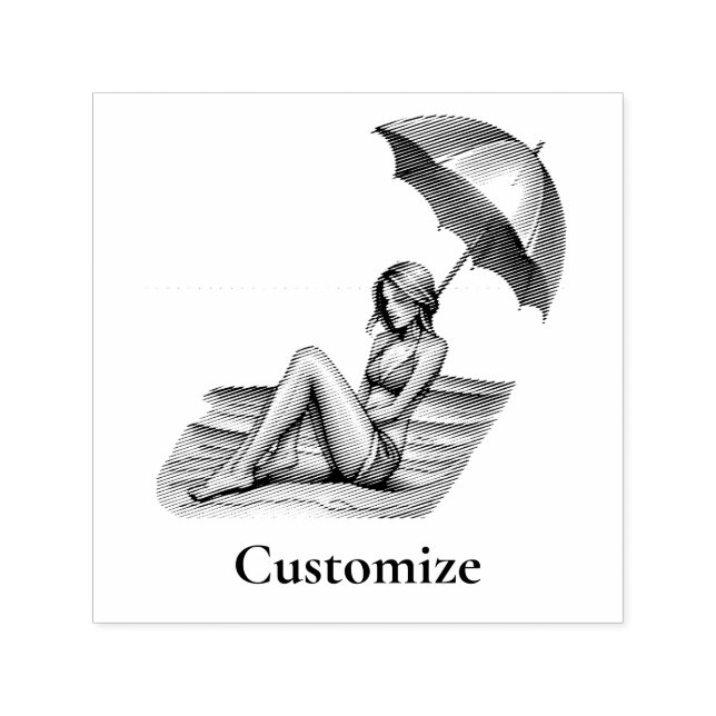Bikini Girl Beach Napping Thunder_Cove  Self-inking Stamp (Design)