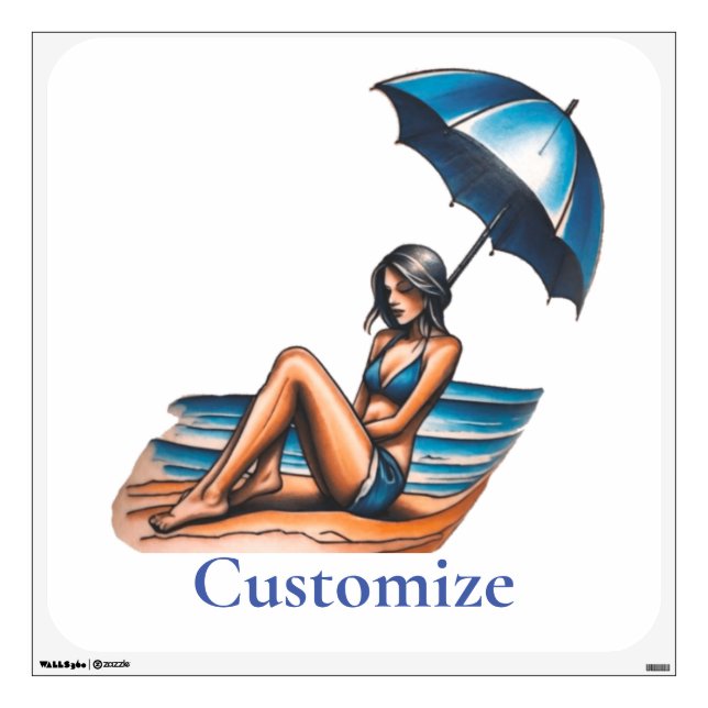 Bikini Girl Beach Napping Thunder_Cove  Wall Decal (Front)