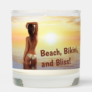Bikini Girl Posing in the Sea at Sunset Scented Candle