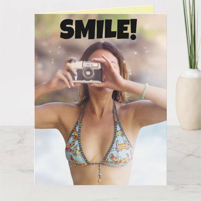 BIKINI GIRL "SMILE!" SUMMER BIRTHDAY! CARDS (Front)