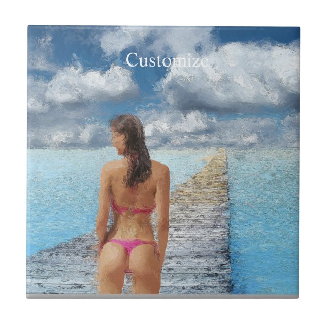Bikini Girl Thunder_Cove Ceramic Tile (Front)