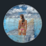 Bikini Girl Thunder_Cove  Dart Board<br><div class="desc">beach babe in thong bikini seascape customize with your own greeting,  name,  message,  etc</div>