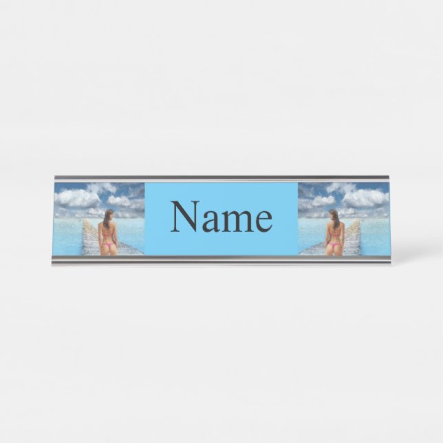 Bikini Girl Thunder_Cove  Desk Name Plate (Front)