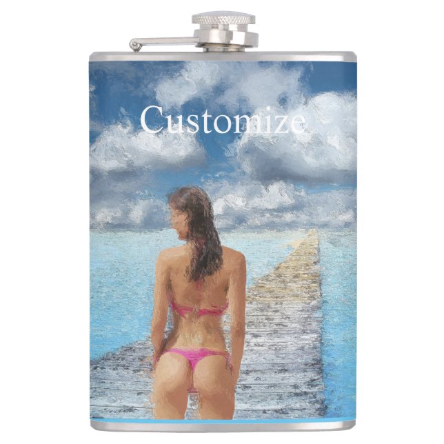 Bikini Girl Thunder_Cove Flask (Front)