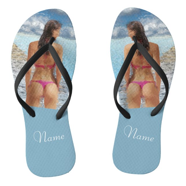 Bikini Girl Thunder_Cove Flip Flops (Footbed)