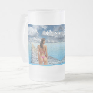 Bikini Girl Thunder_Cove Frosted Glass Beer Mug