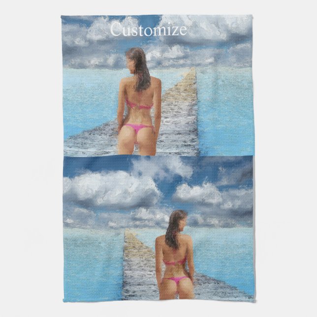 Bikini Girl Thunder_Cove  Kitchen Towel (Vertical)