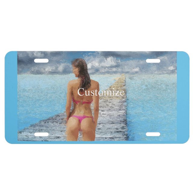 Bikini Girl Thunder_Cove License Plate (Front)