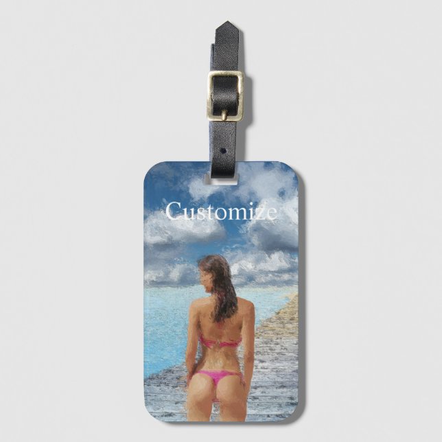 Bikini Girl Thunder_Cove Luggage Tag (Front Vertical)