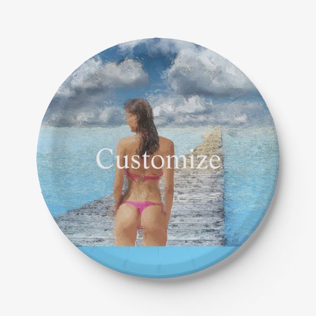 Bikini Girl Thunder_Cove   Paper Plates (Front)