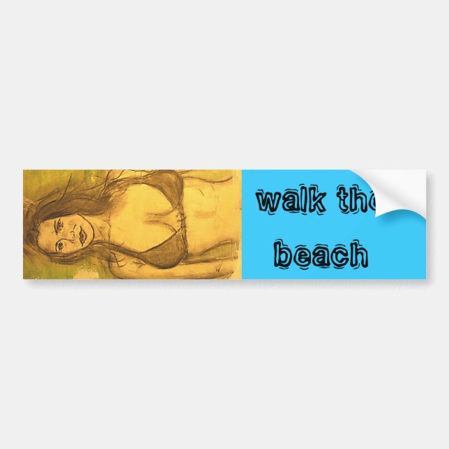bikini girl walk bumper sticker (Front)
