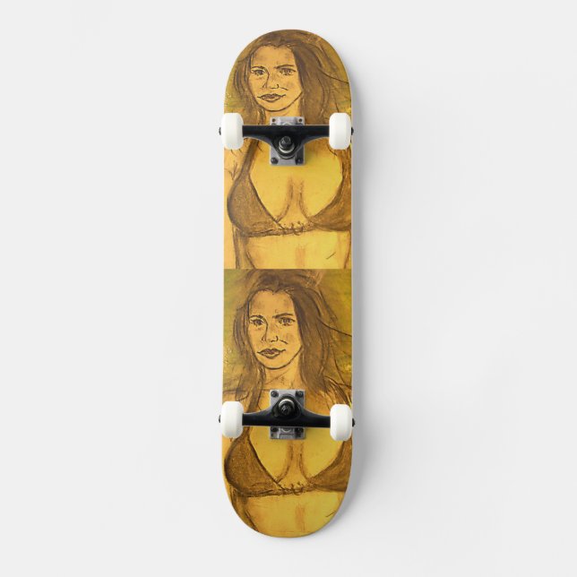 bikini girl walk skateboard deck (Front)