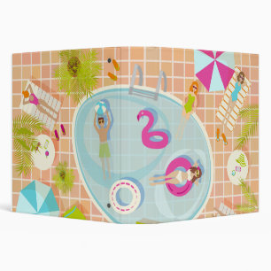Bikini girls and guys playing swimming pool game 3 ring binder