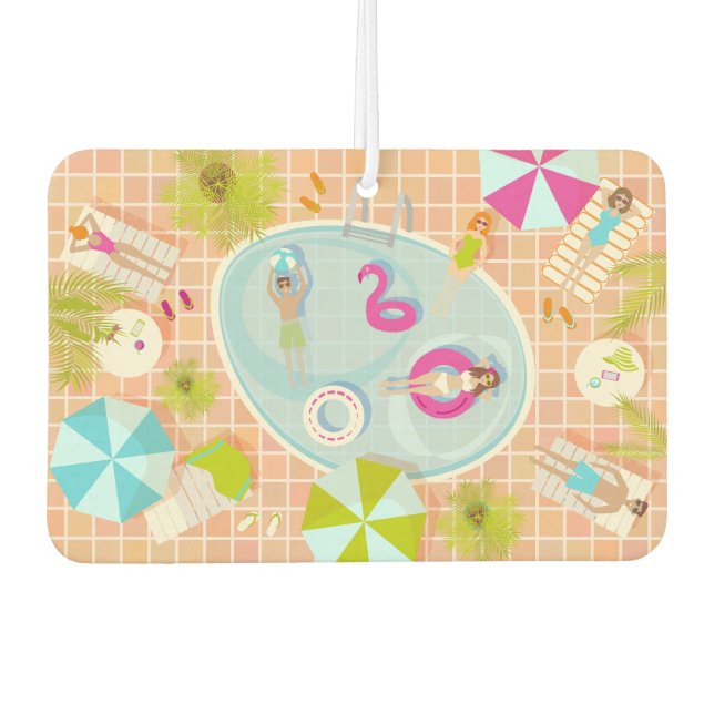 Bikini girls and guys playing swimming pool game air freshener (Front)