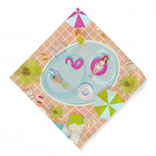 Bikini girls and guys playing swimming pool game bandana (Front)