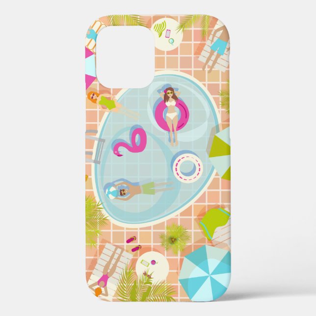 Bikini girls and guys playing swimming pool game Case-Mate iPhone case (Back)