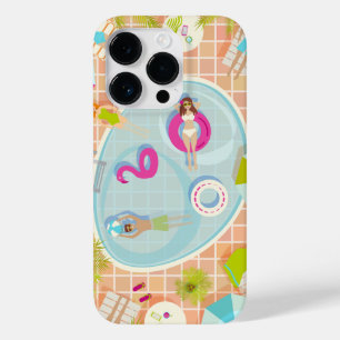 Bikini girls and guys playing swimming pool game Case-Mate iPhone 14 pro case