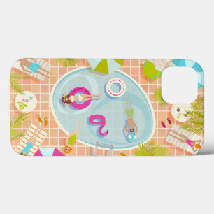 Bikini girls and guys playing swimming pool game iPhone 13 case