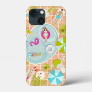 Bikini girls and guys playing swimming pool game iPhone 13 mini case